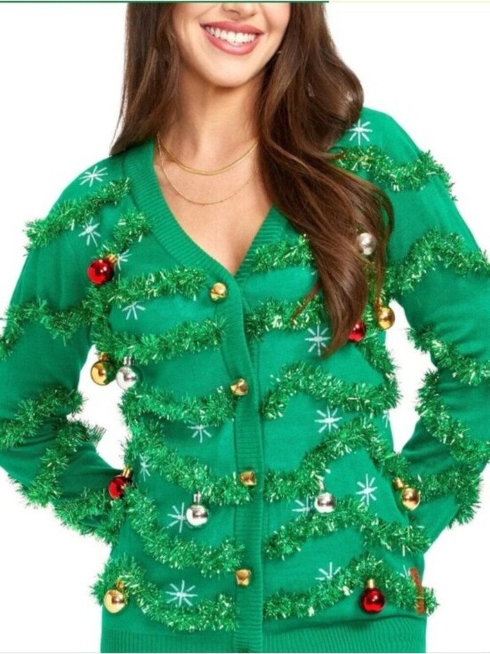 Tipsy Elves Women's Gaudy Garland Ugly Christmas Cardigan Sweater New Small